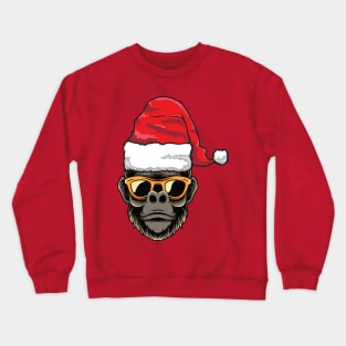 Santa Hat-Wearing Gorilla with Sunglasses Funny Christmas Holiday Crewneck Sweatshirt